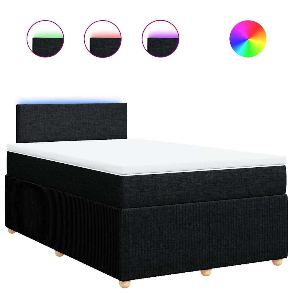 Κρεβάτι Boxspring με Στρώμα Μαύρο 120x200 εκ. Υφασμάτινο - Pakobazaar