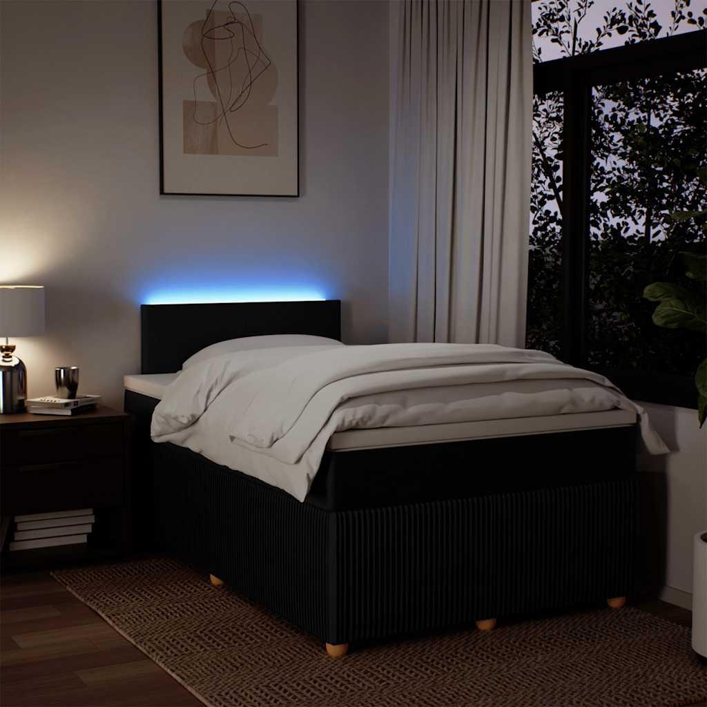 Κρεβάτι Boxspring με Στρώμα Μαύρο 120x200 εκ. Υφασμάτινο - Pakobazaar