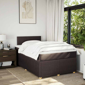 Κρεβάτι Boxspring με Στρώμα Σκούρο Καφέ 120x200 εκ. Υφασμάτινο - Pakobazaar