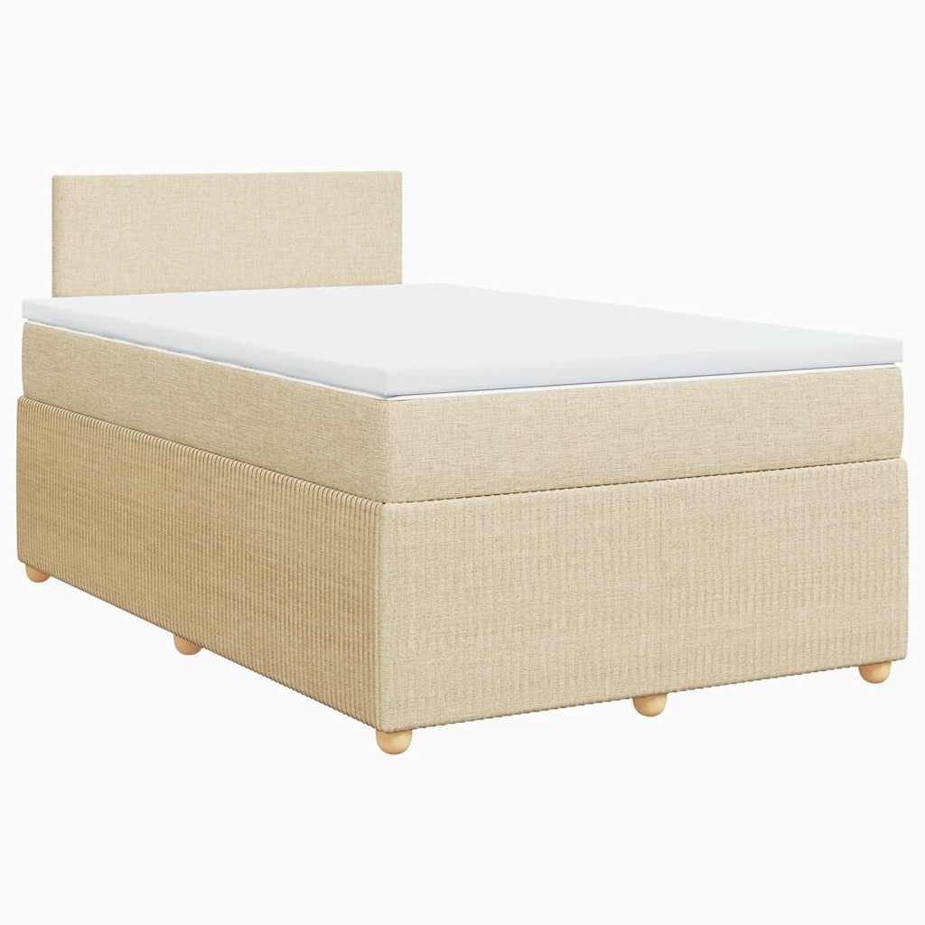 Κρεβάτι Boxspring με Στρώμα Κρεμ 120x200 εκ. Υφασμάτινο - Pakobazaar