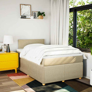 Κρεβάτι Boxspring με Στρώμα Κρεμ 120x200 εκ. Υφασμάτινο - Pakobazaar