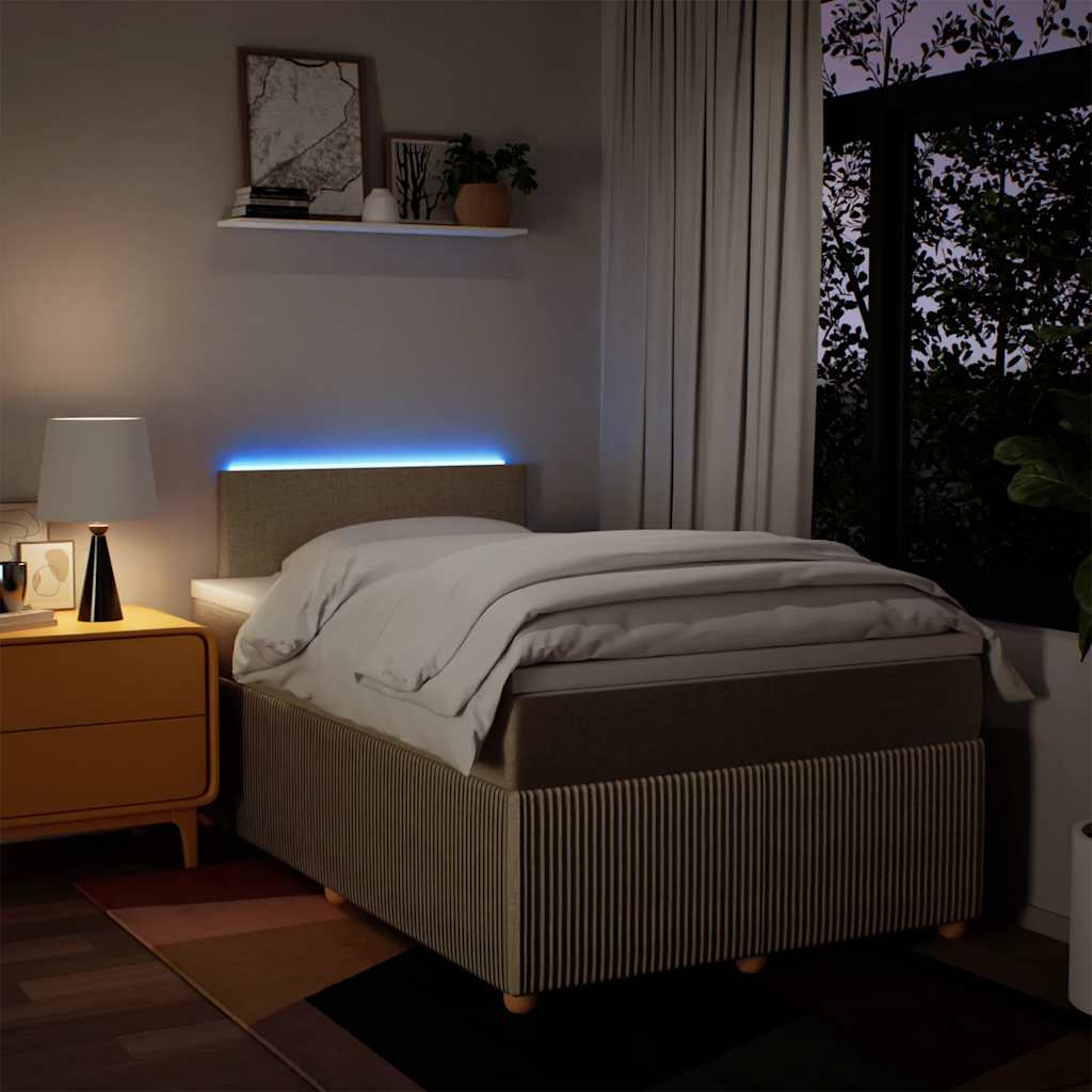 Κρεβάτι Boxspring με Στρώμα Κρεμ 120x200 εκ. Υφασμάτινο - Pakobazaar