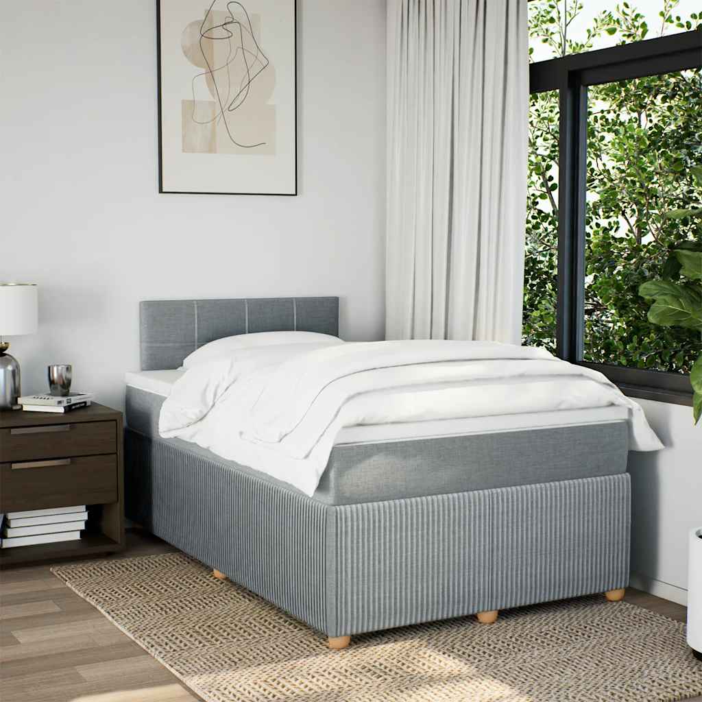 Κρεβάτι Boxspring με Στρώμα Ανοιχτό Γκρι 120x200 εκ. Υφασμάτινο - Pakobazaar