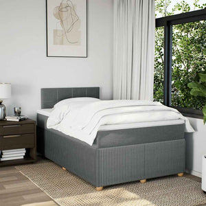 Κρεβάτι Boxspring με Στρώμα Σκούρο Γκρι 120x200 εκ. Υφασμάτινο - Pakobazaar