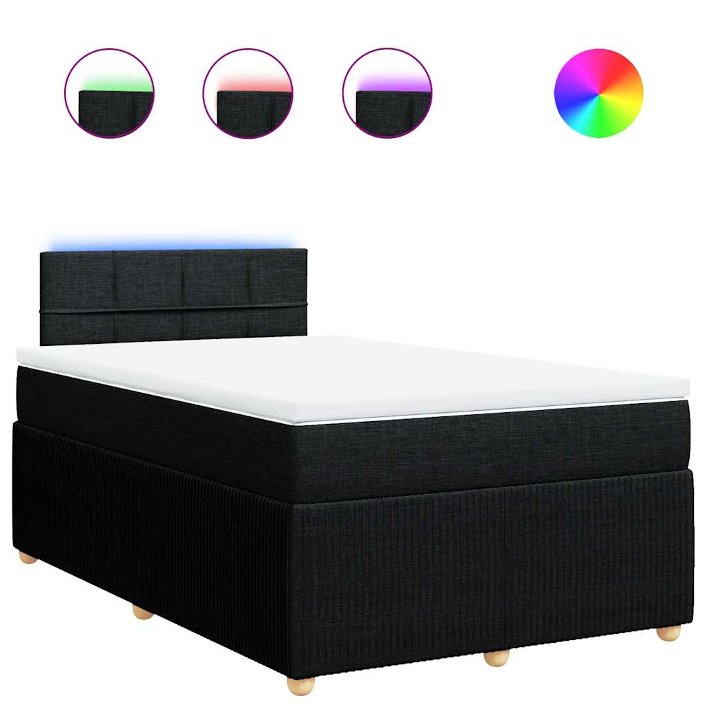 Κρεβάτι Boxspring με Στρώμα Μαύρο 120x200 εκ. Υφασμάτινο - Pakobazaar
