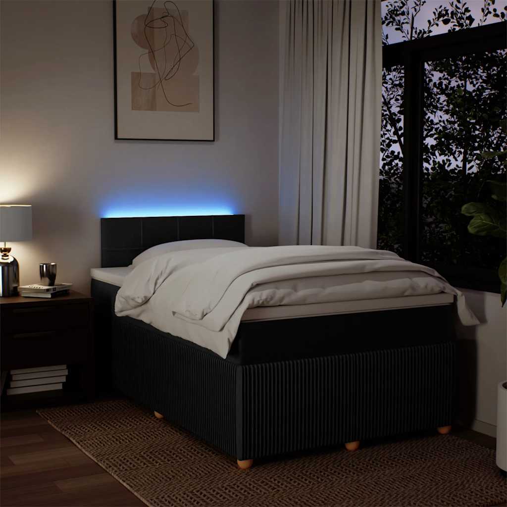 Κρεβάτι Boxspring με Στρώμα Μαύρο 120x200 εκ. Υφασμάτινο - Pakobazaar