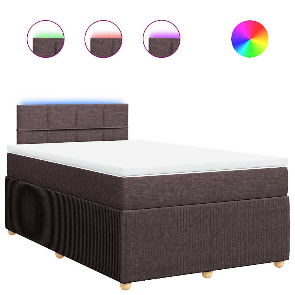 Κρεβάτι Boxspring με Στρώμα Σκούρο Καφέ 120x200 εκ. Υφασμάτινο - Pakobazaar