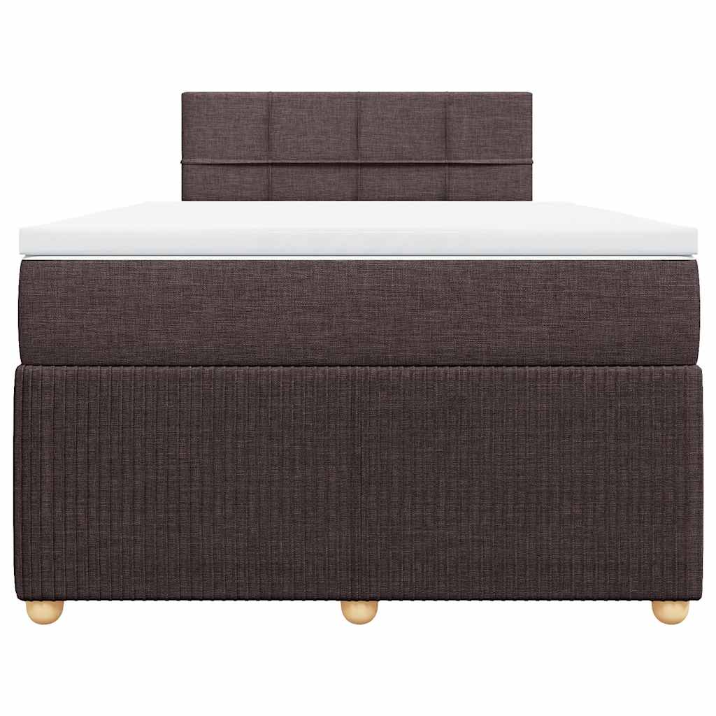 Κρεβάτι Boxspring με Στρώμα Σκούρο Καφέ 120x200 εκ. Υφασμάτινο - Pakobazaar