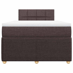 Κρεβάτι Boxspring με Στρώμα Σκούρο Καφέ 120x200 εκ. Υφασμάτινο - Pakobazaar