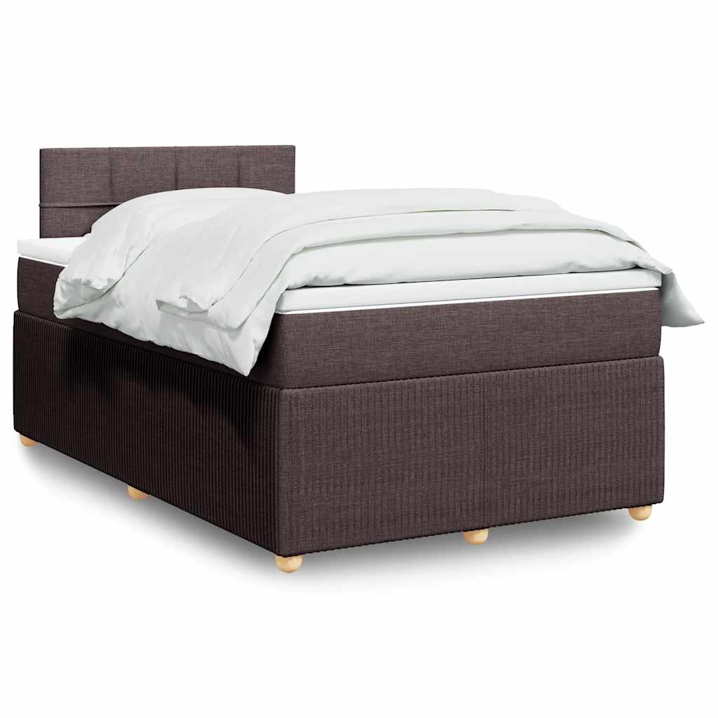 Κρεβάτι Boxspring με Στρώμα Σκούρο Καφέ 120x200 εκ. Υφασμάτινο - Pakobazaar