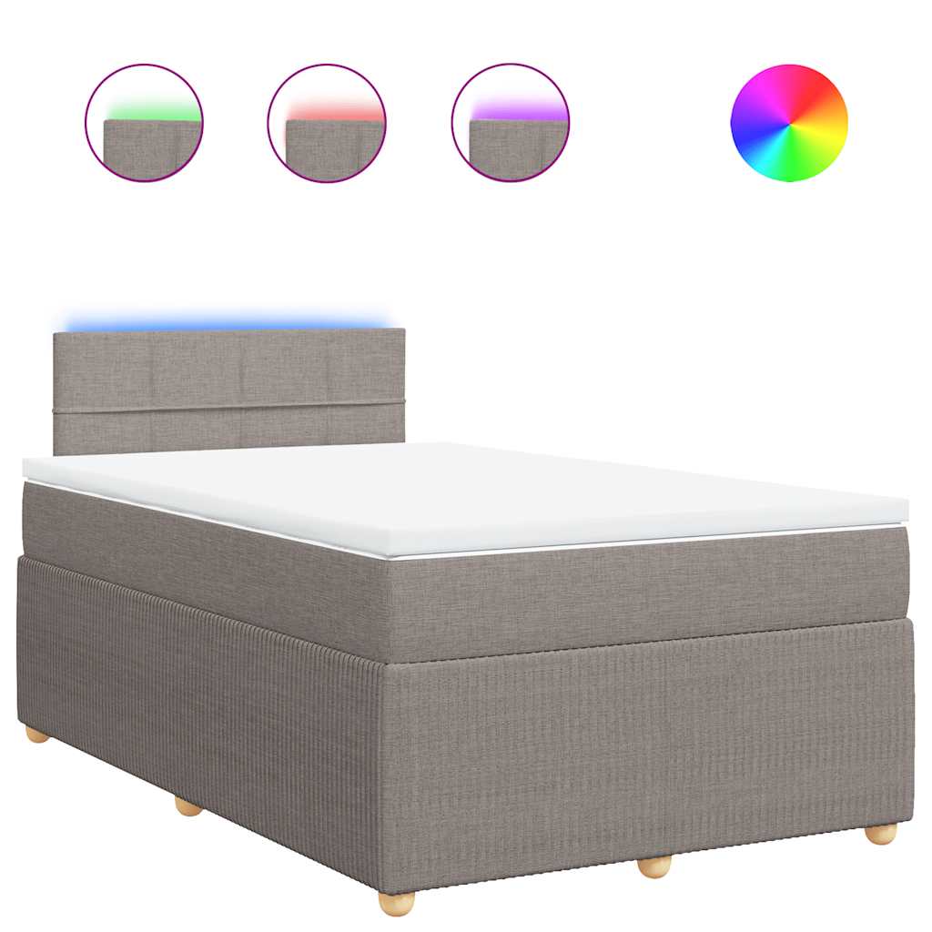 Κρεβάτι Boxspring με Στρώμα Taupe 120x200 εκ. Υφασμάτινο - Pakobazaar
