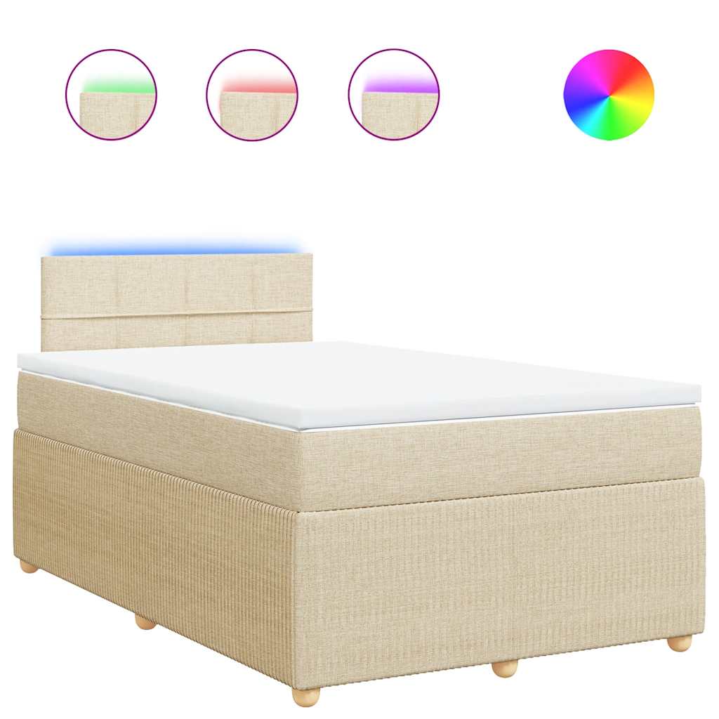 Κρεβάτι Boxspring με Στρώμα Κρεμ 120x200 εκ. Υφασμάτινο - Pakobazaar