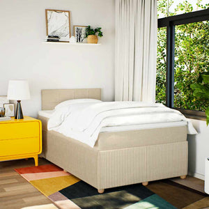 Κρεβάτι Boxspring με Στρώμα Κρεμ 120x200 εκ. Υφασμάτινο - Pakobazaar