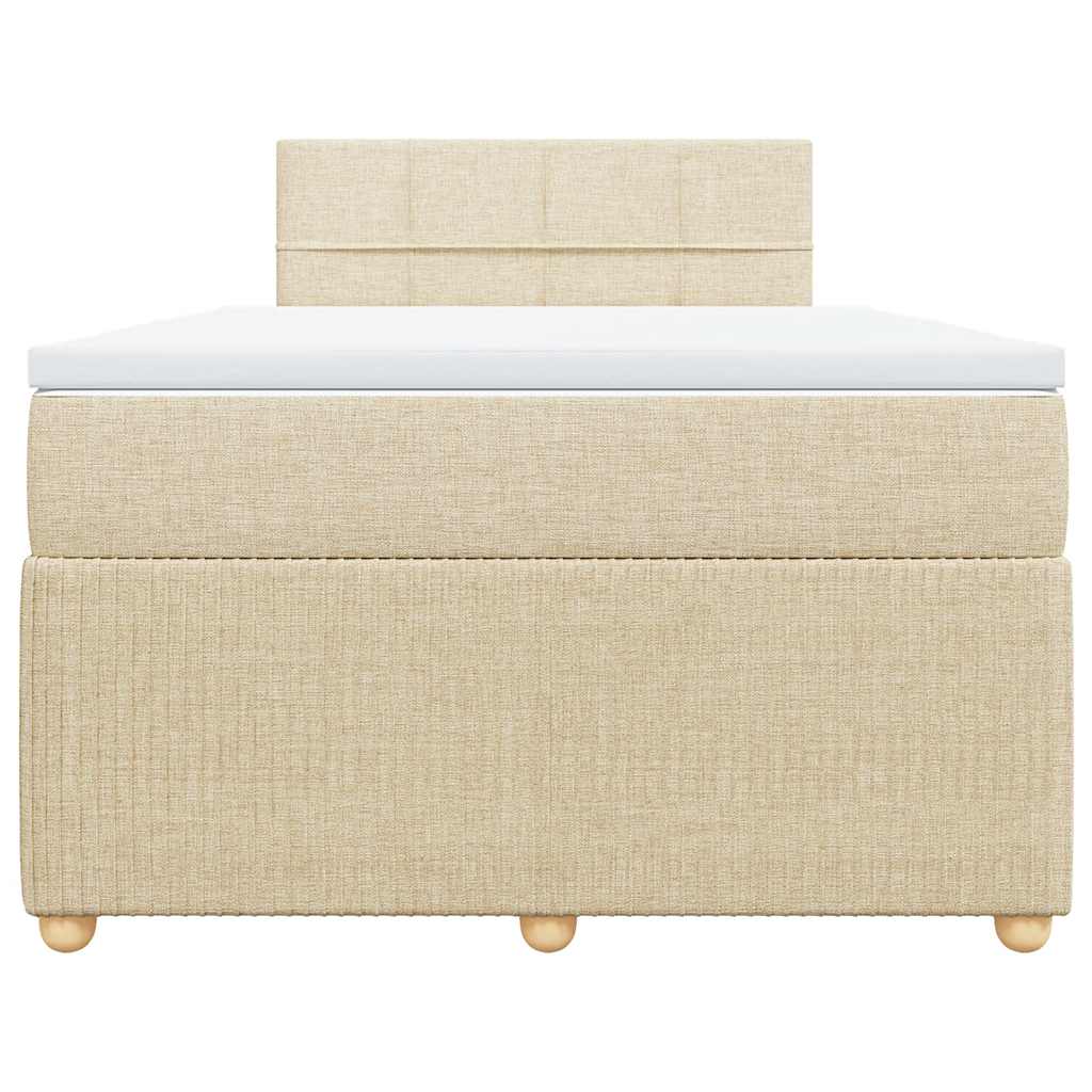 Κρεβάτι Boxspring με Στρώμα Κρεμ 120x200 εκ. Υφασμάτινο - Pakobazaar