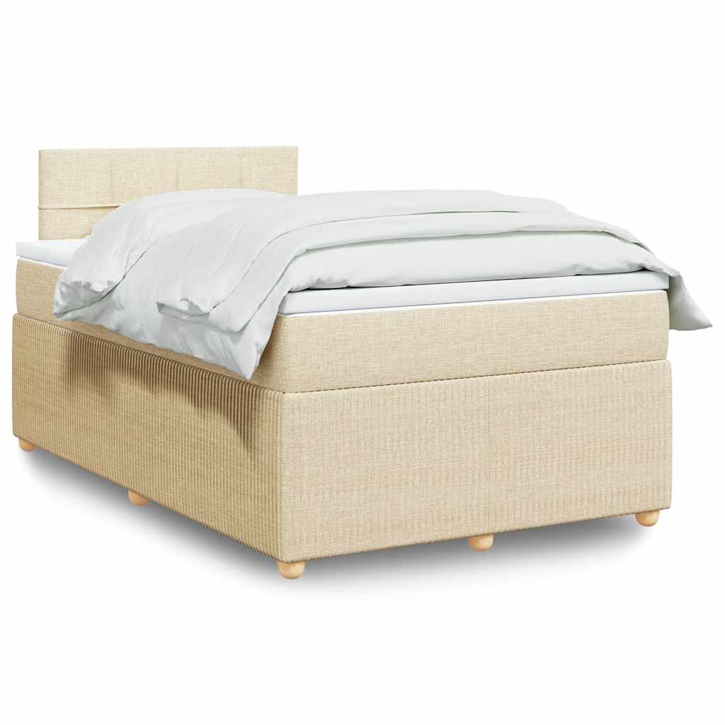 Κρεβάτι Boxspring με Στρώμα Κρεμ 120x200 εκ. Υφασμάτινο - Pakobazaar