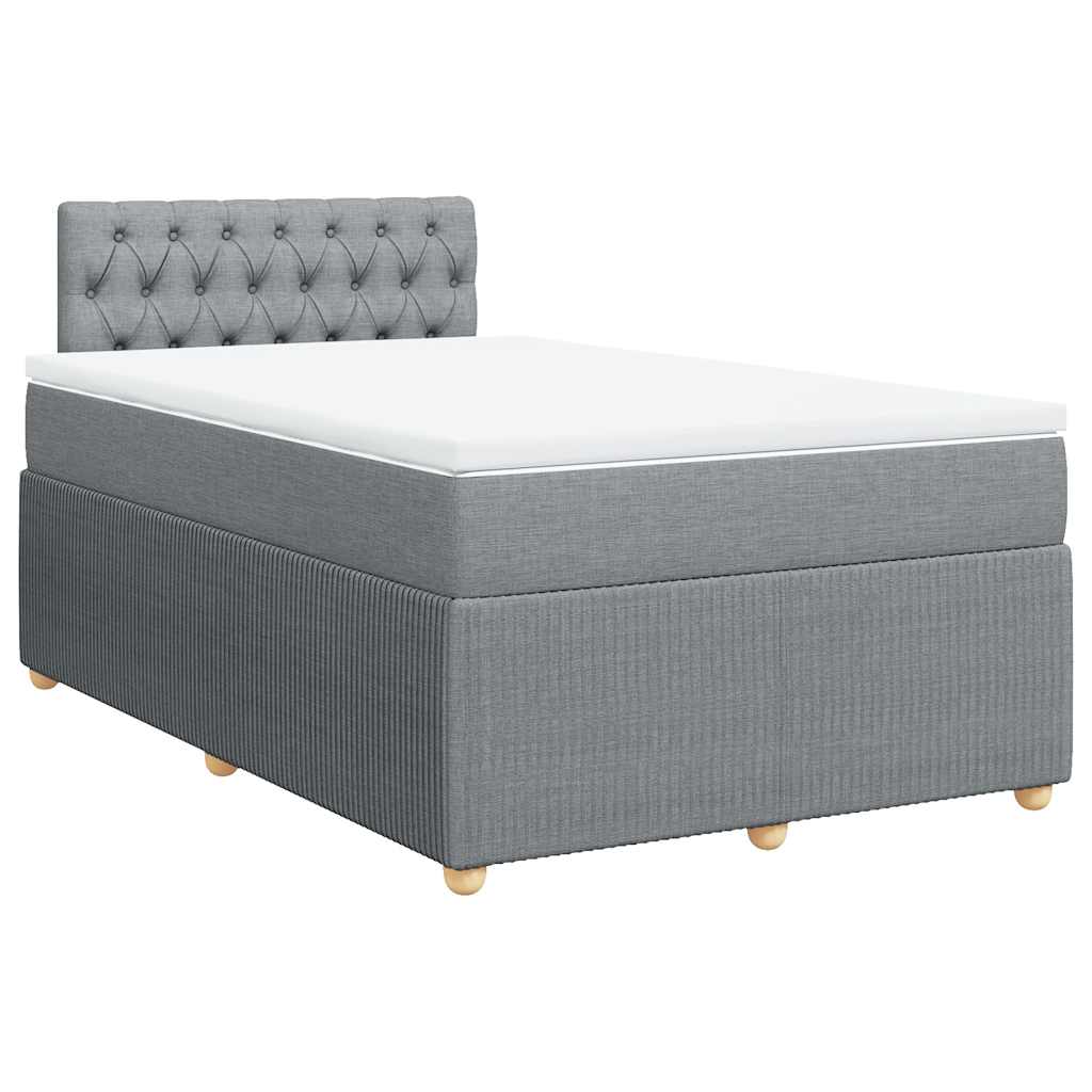 Κρεβάτι Boxspring με Στρώμα Ανοιχτό Γκρι 120x200 εκ. Υφασμάτινο - Pakobazaar