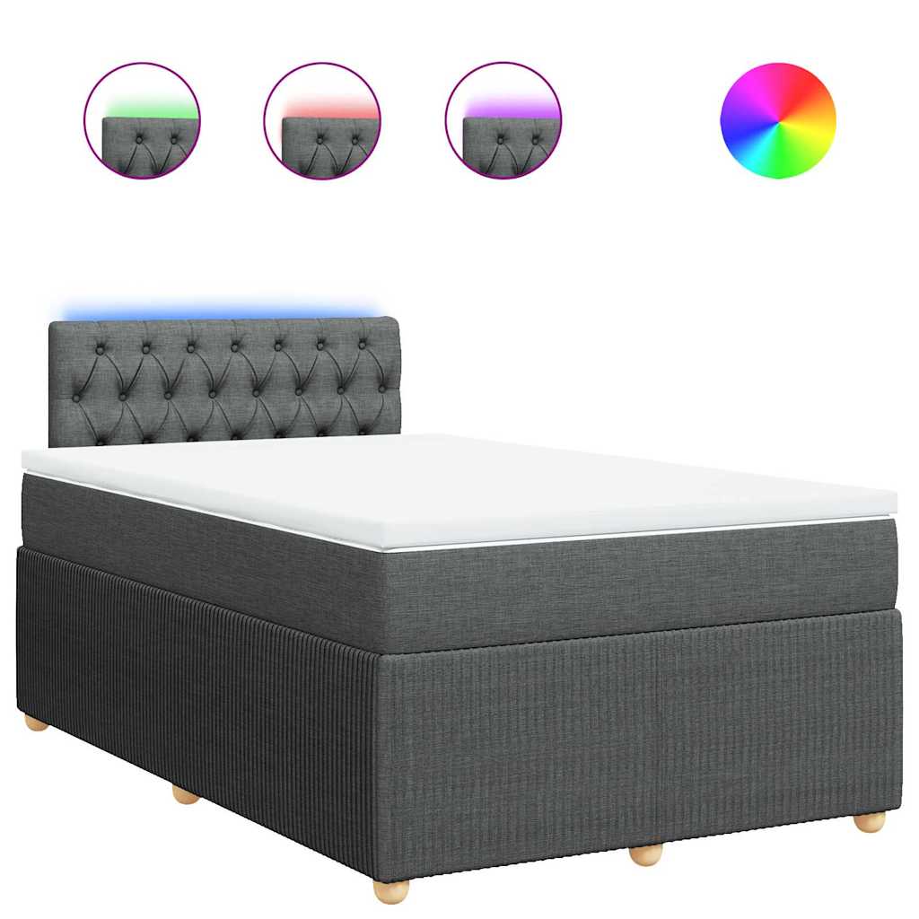 Κρεβάτι Boxspring με Στρώμα Σκούρο Γκρι 120x200 εκ. Υφασμάτινο - Pakobazaar
