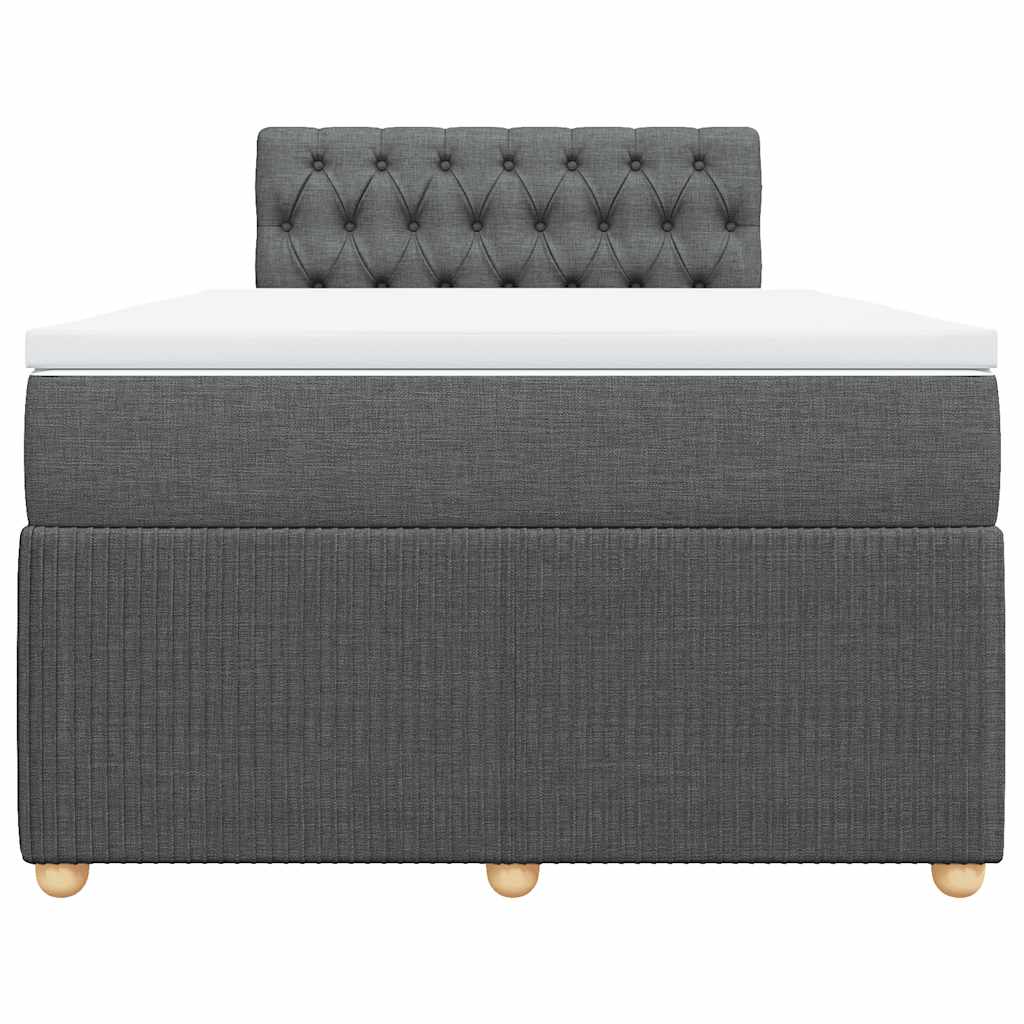 Κρεβάτι Boxspring με Στρώμα Σκούρο Γκρι 120x200 εκ. Υφασμάτινο - Pakobazaar