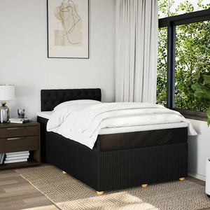 Κρεβάτι Boxspring με Στρώμα Μαύρο 120x200 εκ. Υφασμάτινο - Pakobazaar