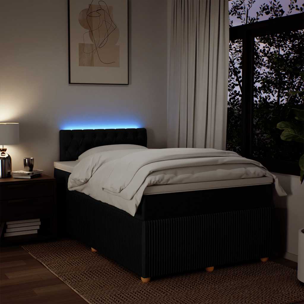 Κρεβάτι Boxspring με Στρώμα Μαύρο 120x200 εκ. Υφασμάτινο - Pakobazaar