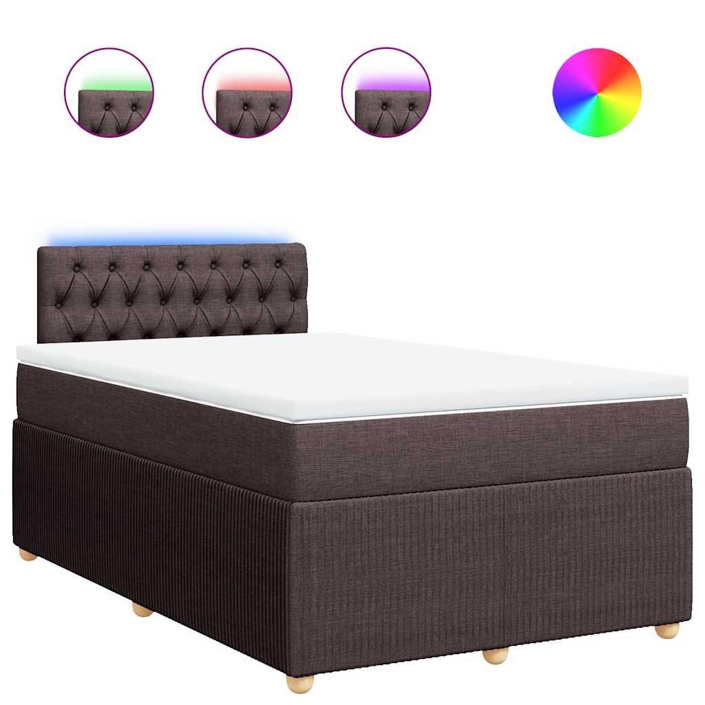 Κρεβάτι Boxspring με Στρώμα Σκούρο Καφέ 120x200 εκ. Υφασμάτινο - Pakobazaar