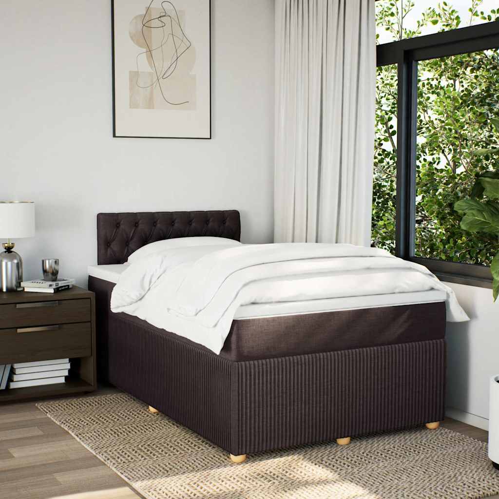 Κρεβάτι Boxspring με Στρώμα Σκούρο Καφέ 120x200 εκ. Υφασμάτινο - Pakobazaar