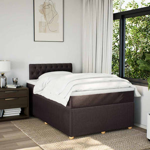 Κρεβάτι Boxspring με Στρώμα Σκούρο Καφέ 120x200 εκ. Υφασμάτινο - Pakobazaar