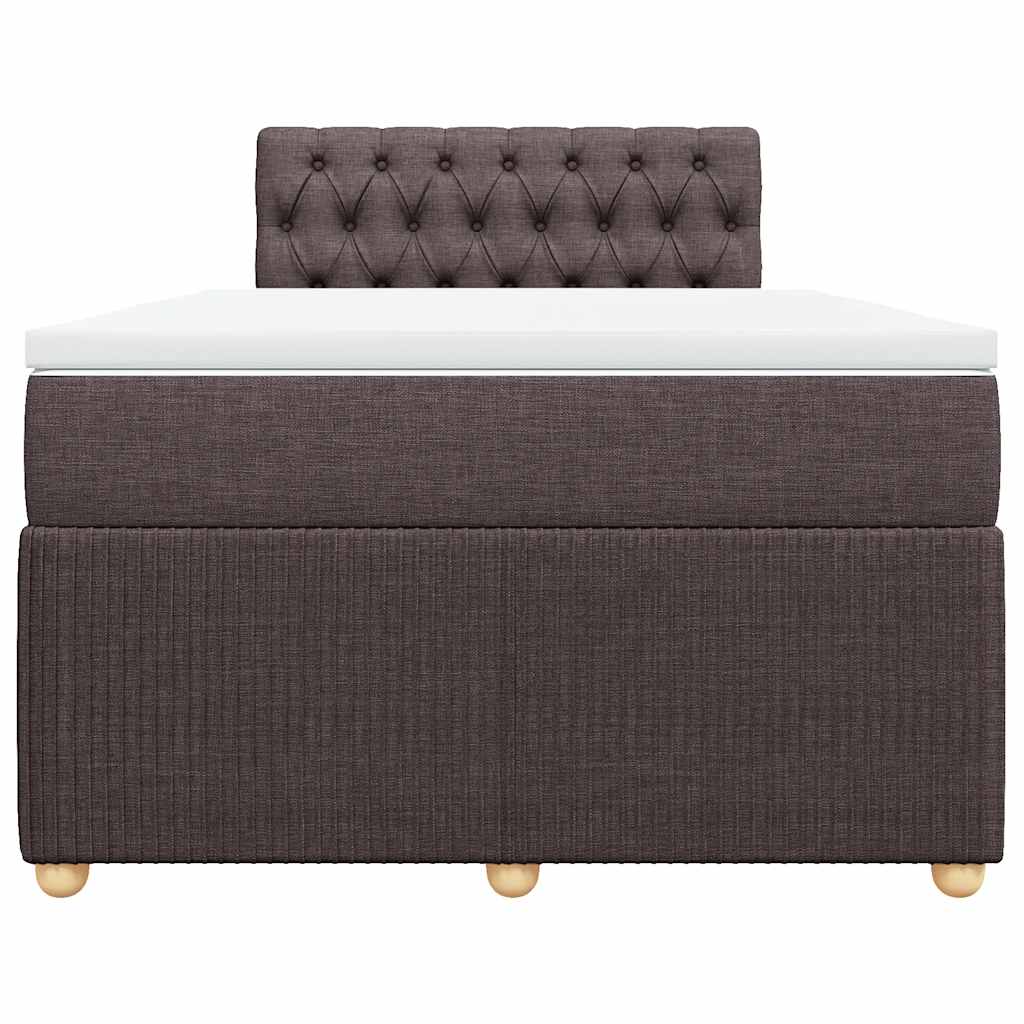 Κρεβάτι Boxspring με Στρώμα Σκούρο Καφέ 120x200 εκ. Υφασμάτινο - Pakobazaar
