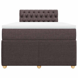 Κρεβάτι Boxspring με Στρώμα Σκούρο Καφέ 120x200 εκ. Υφασμάτινο - Pakobazaar