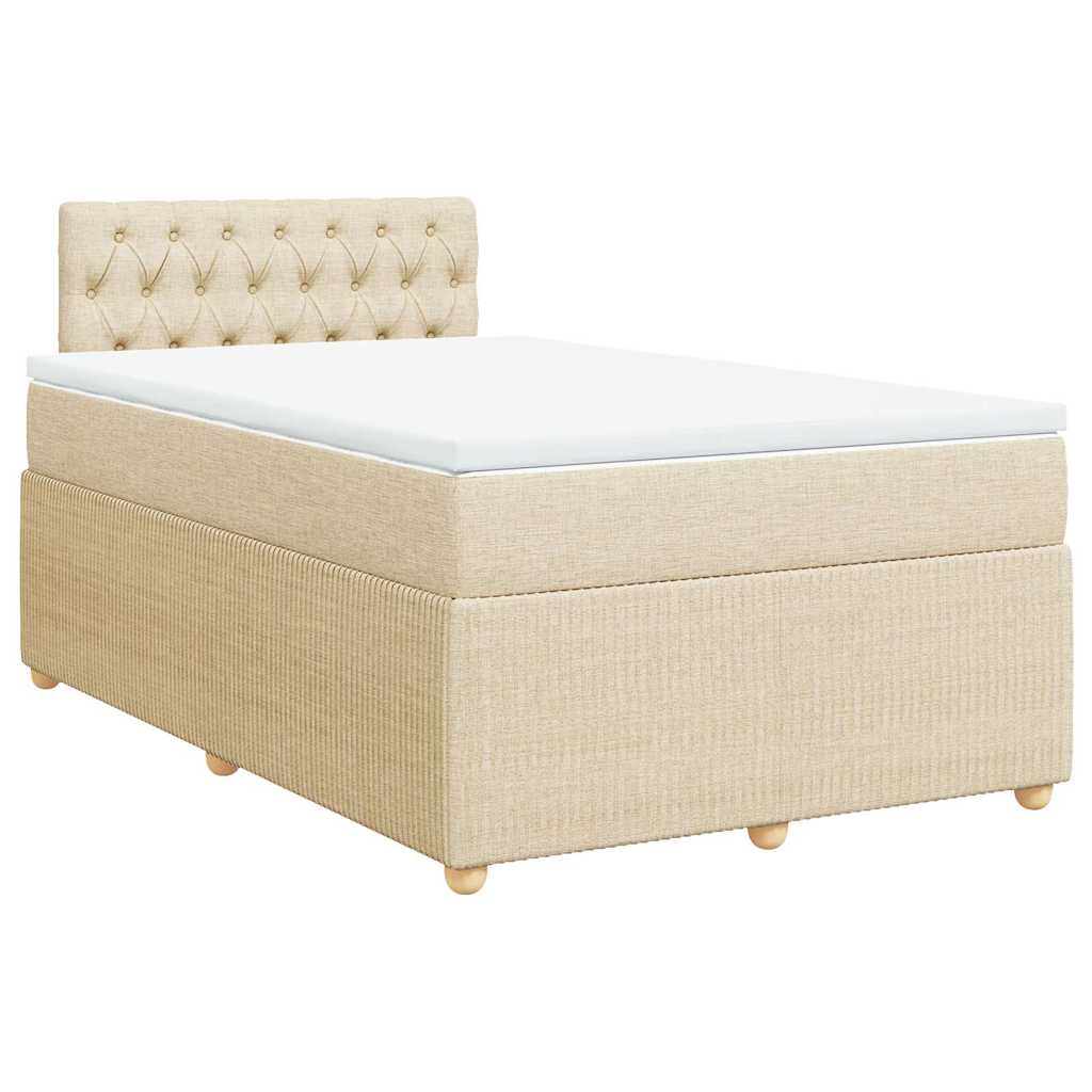 Κρεβάτι Boxspring με Στρώμα Κρεμ 120x200 εκ. Υφασμάτινο - Pakobazaar