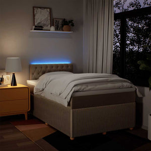 Κρεβάτι Boxspring με Στρώμα Κρεμ 120x200 εκ. Υφασμάτινο - Pakobazaar