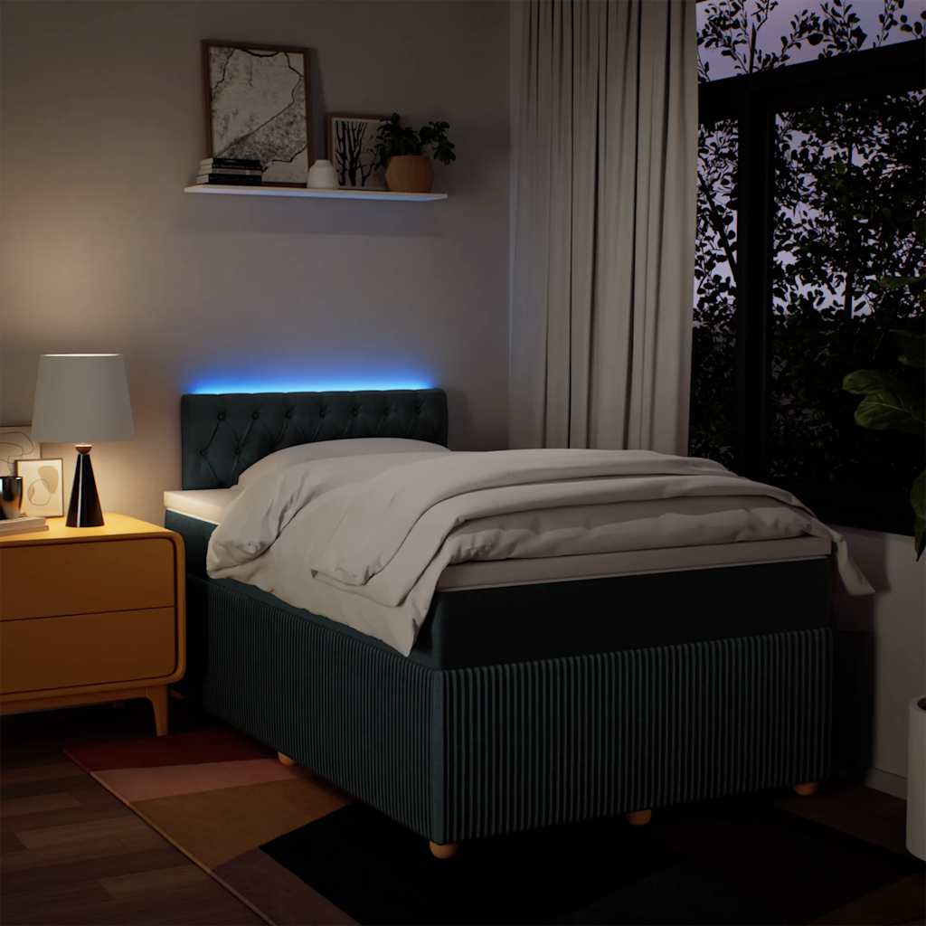 Κρεβάτι Boxspring με Στρώμα Μπλε 120x200 εκ. Υφασμάτινο - Pakobazaar