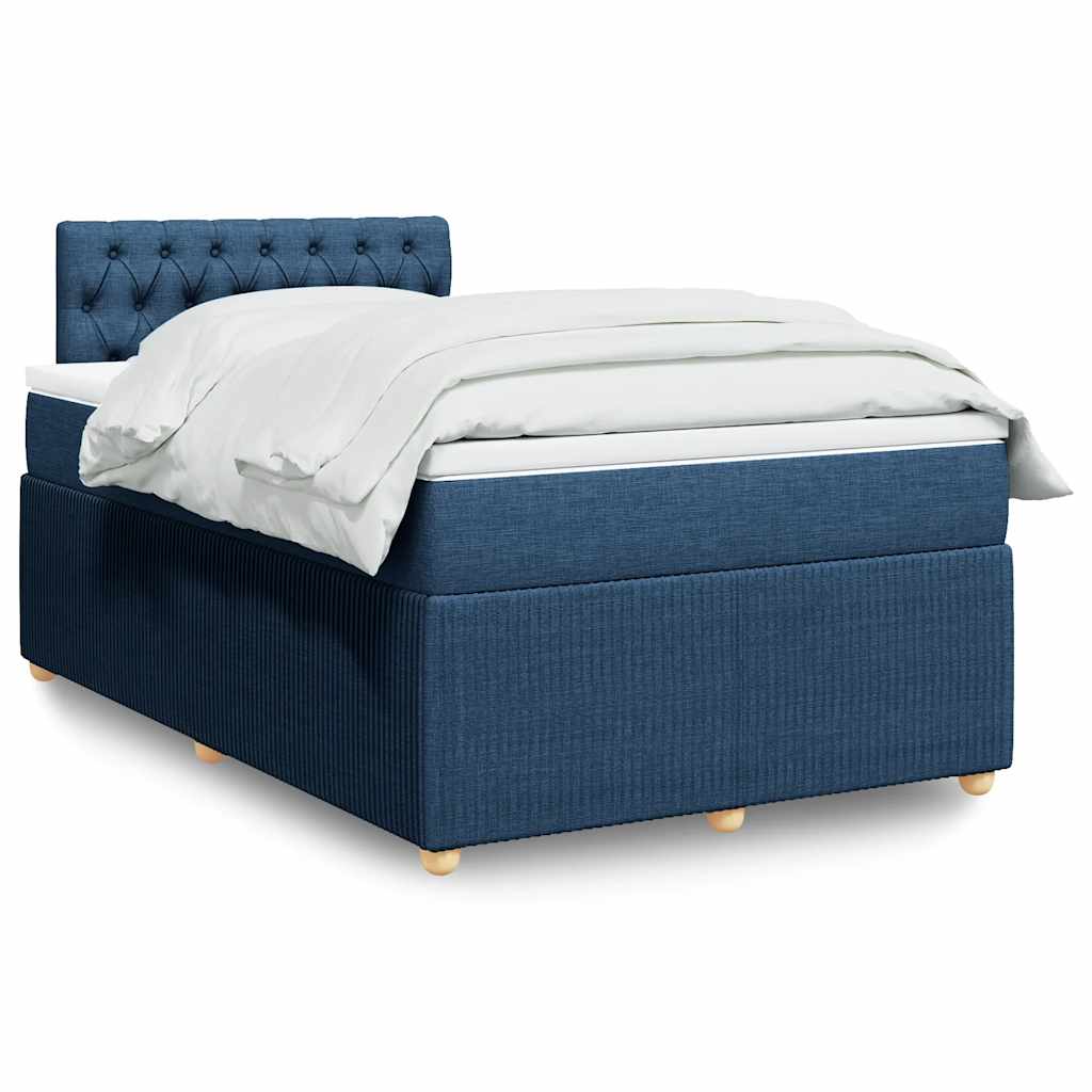 Κρεβάτι Boxspring με Στρώμα Μπλε 120x200 εκ. Υφασμάτινο - Pakobazaar