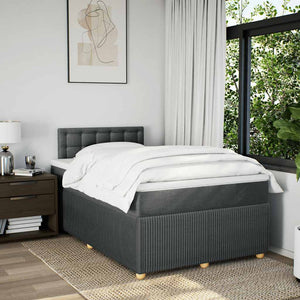 Κρεβάτι Boxspring με Στρώμα Σκούρο Γκρι 120x200 εκ. Υφασμάτινο - Pakobazaar