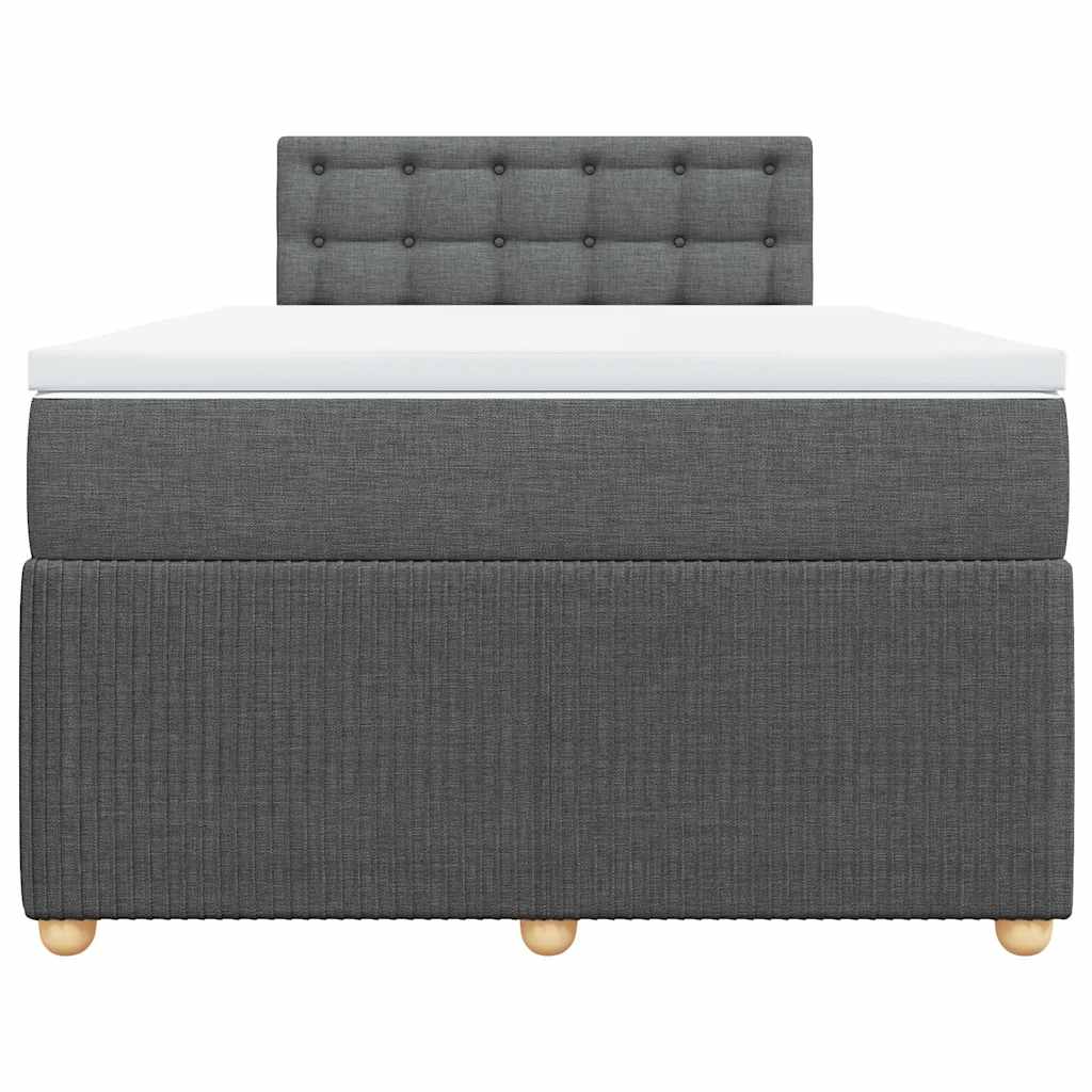 Κρεβάτι Boxspring με Στρώμα Σκούρο Γκρι 120x200 εκ. Υφασμάτινο - Pakobazaar