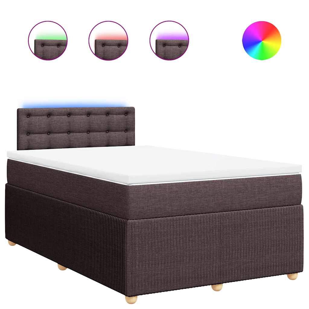 Κρεβάτι Boxspring με Στρώμα Σκούρο Καφέ 120x200 εκ. Υφασμάτινο - Pakobazaar
