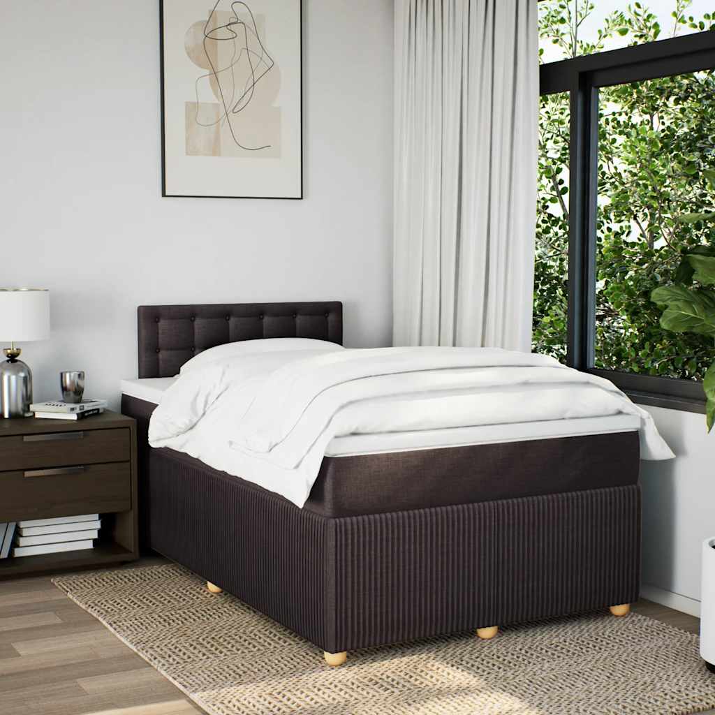 Κρεβάτι Boxspring με Στρώμα Σκούρο Καφέ 120x200 εκ. Υφασμάτινο - Pakobazaar