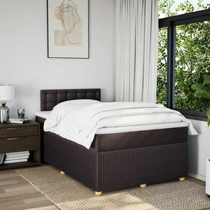 Κρεβάτι Boxspring με Στρώμα Σκούρο Καφέ 120x200 εκ. Υφασμάτινο - Pakobazaar