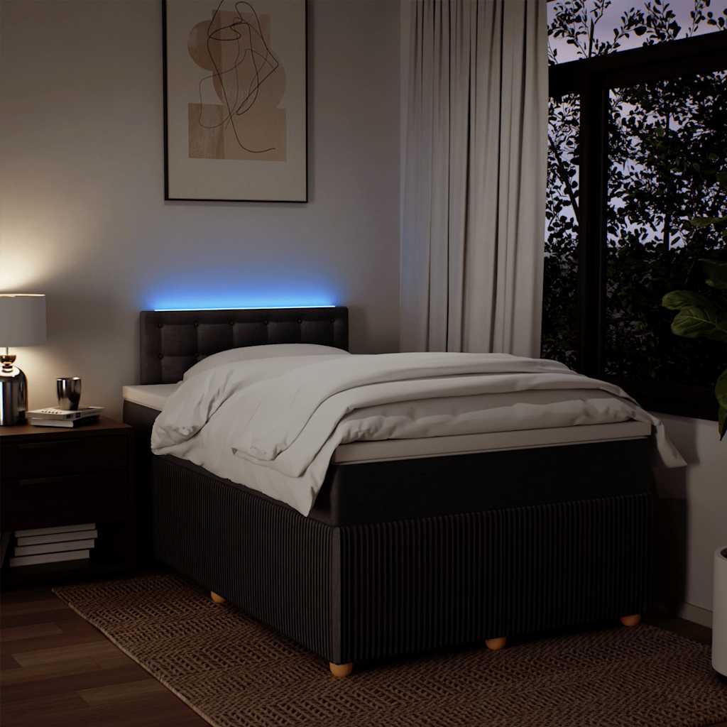 Κρεβάτι Boxspring με Στρώμα Σκούρο Καφέ 120x200 εκ. Υφασμάτινο - Pakobazaar