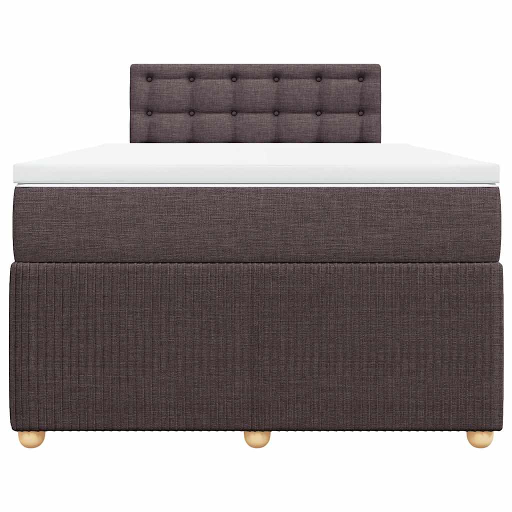Κρεβάτι Boxspring με Στρώμα Σκούρο Καφέ 120x200 εκ. Υφασμάτινο - Pakobazaar