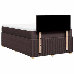 Κρεβάτι Boxspring με Στρώμα Σκούρο Καφέ 120x200 εκ. Υφασμάτινο - Pakobazaar