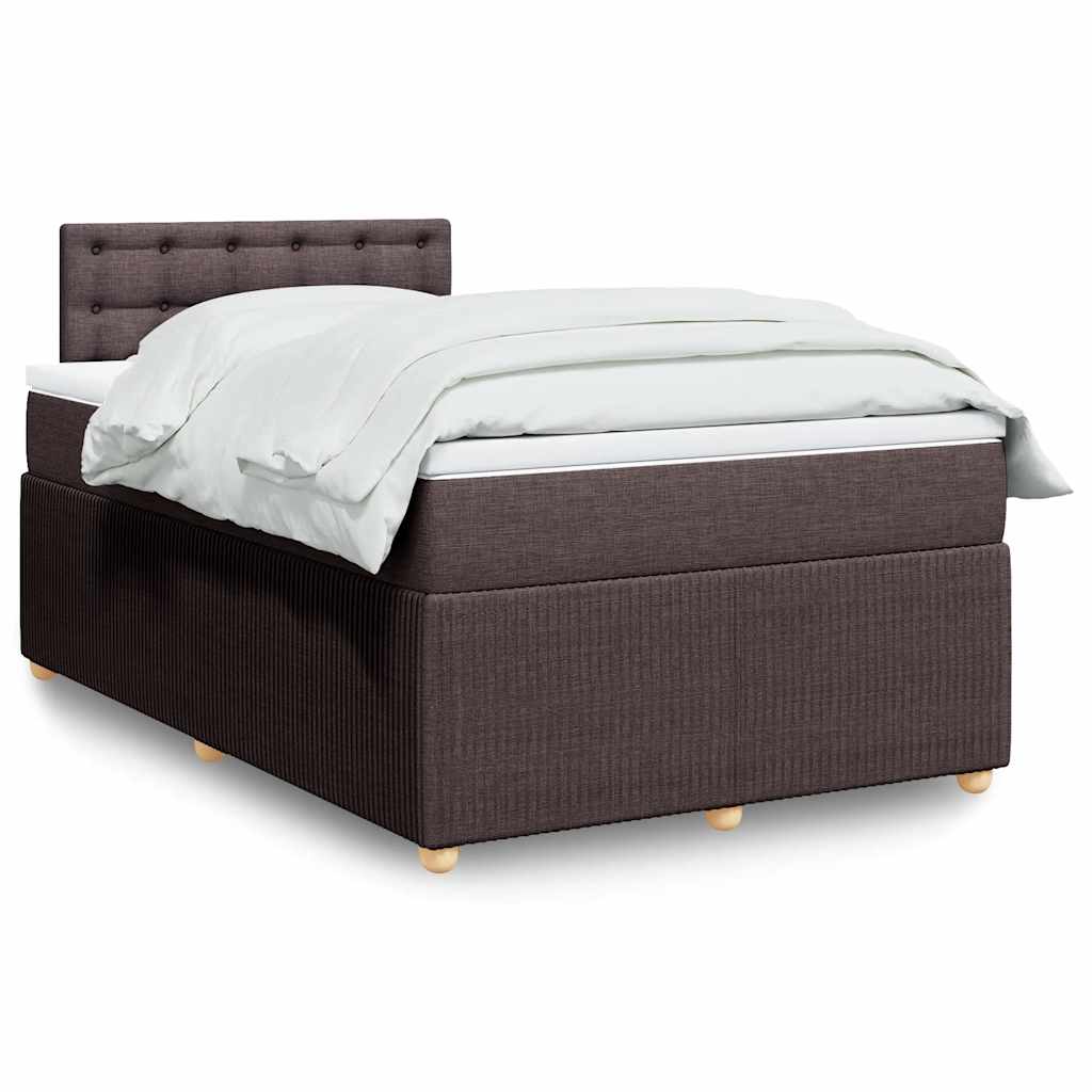 Κρεβάτι Boxspring με Στρώμα Σκούρο Καφέ 120x200 εκ. Υφασμάτινο - Pakobazaar