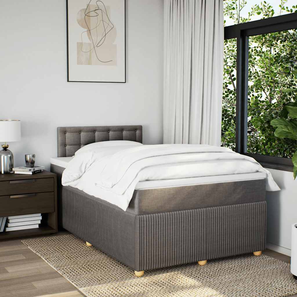 Κρεβάτι Boxspring με Στρώμα Taupe 120x200 εκ. Υφασμάτινο - Pakobazaar