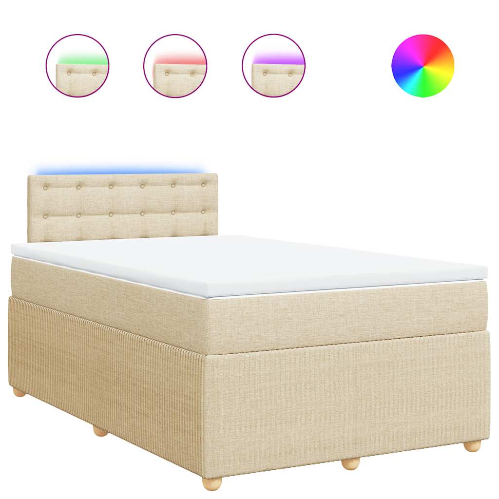 Κρεβάτι Boxspring με Στρώμα Κρεμ 120x200 εκ. Υφασμάτινο - Pakobazaar