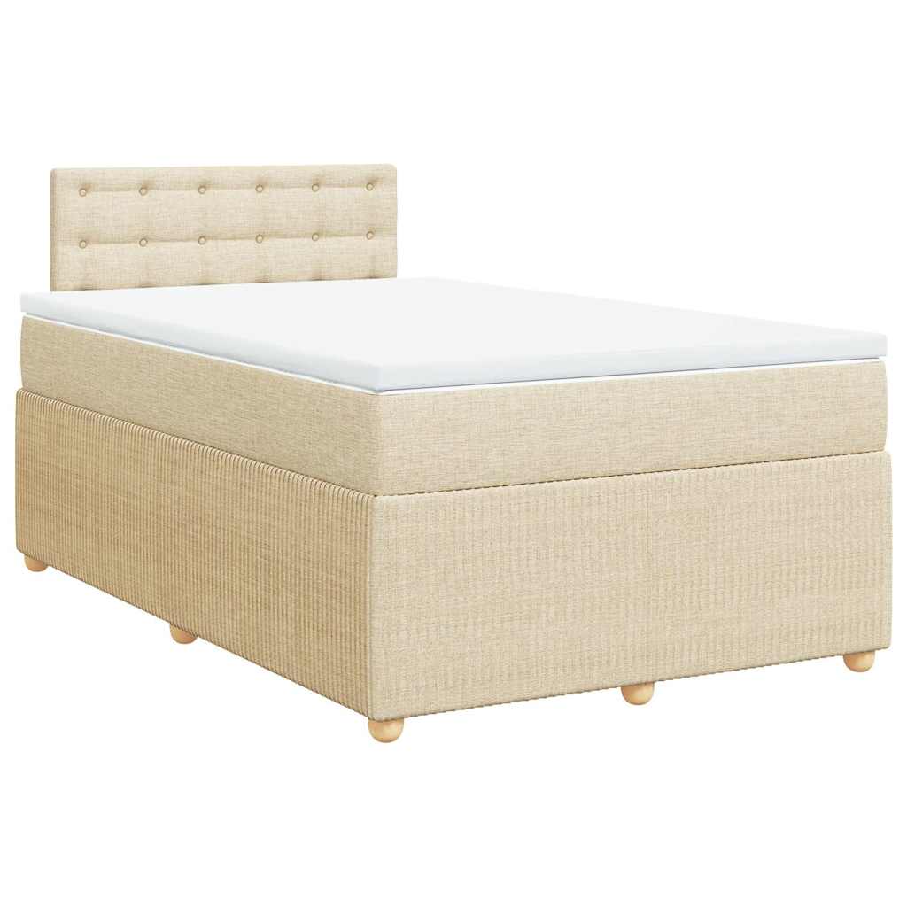 Κρεβάτι Boxspring με Στρώμα Κρεμ 120x200 εκ. Υφασμάτινο - Pakobazaar