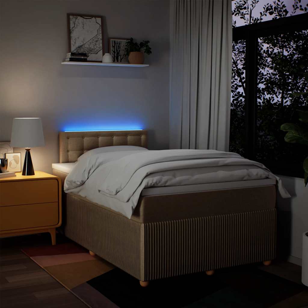 Κρεβάτι Boxspring με Στρώμα Κρεμ 120x200 εκ. Υφασμάτινο - Pakobazaar
