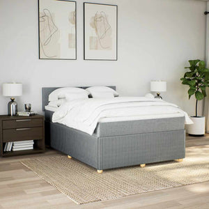 Κρεβάτι Boxspring με Στρώμα Ανοιχτό Γκρι 140x190 εκ. Υφασμάτινο - Pakobazaar