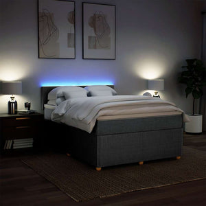 Κρεβάτι Boxspring με Στρώμα Ανοιχτό Γκρι 140x190 εκ. Υφασμάτινο - Pakobazaar