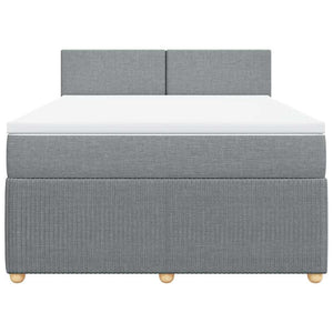 Κρεβάτι Boxspring με Στρώμα Ανοιχτό Γκρι 140x190 εκ. Υφασμάτινο - Pakobazaar
