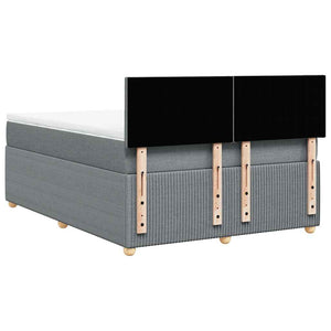 Κρεβάτι Boxspring με Στρώμα Ανοιχτό Γκρι 140x190 εκ. Υφασμάτινο - Pakobazaar